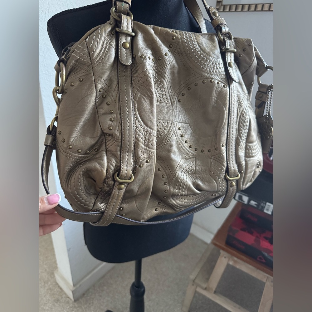 Coach Gold Metallic  Leather Handbag